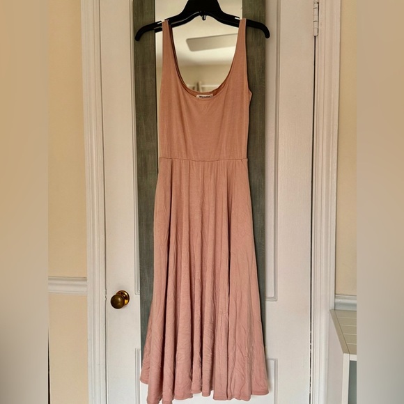 Reformation Jeans Rou Blush Pink Fit and Flare Midi Dress Minimalist Barbiecore - Picture 7 of 11